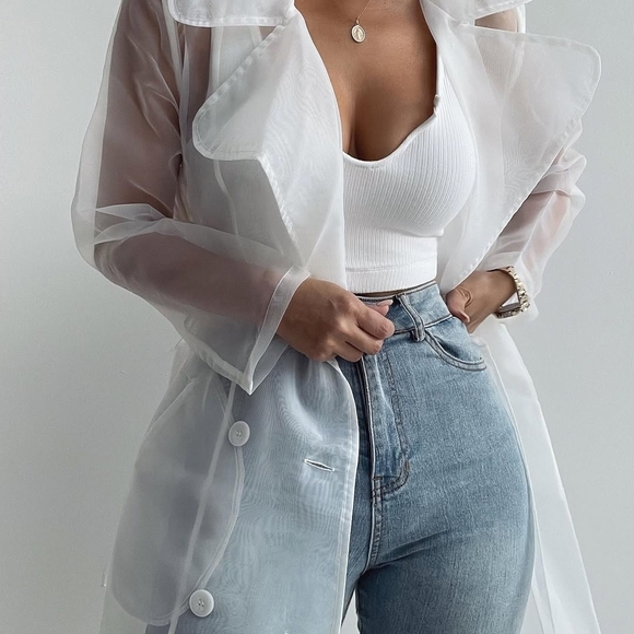 JLUXLABEL IVORY CORNWELL SHEER COAT - Picture 3 of 4